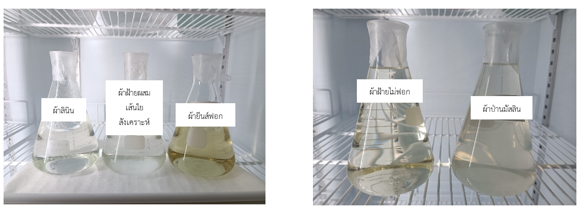 สารละลายหลังจากการสกัดด้วยวิธี Soxhlet จำนวน 4 รอบ